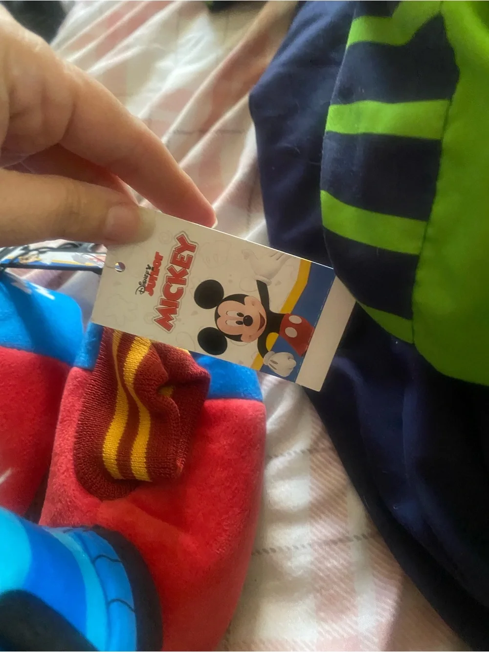 Disney Mickey Mouse Red and Blue Plush Kids Slippers